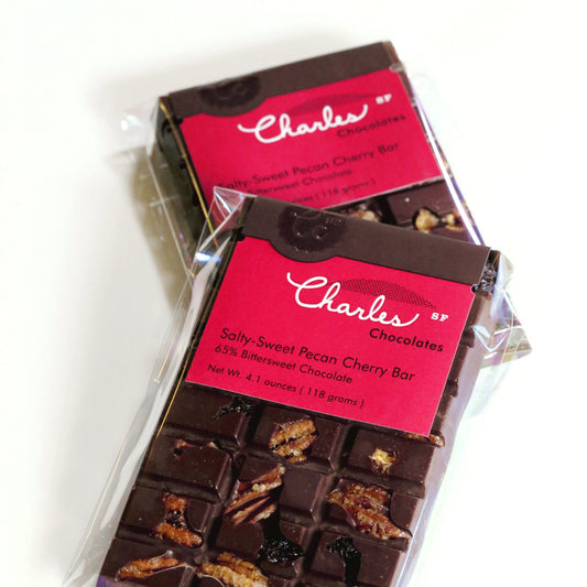 Salty-Sweet Pecan Cherry Bar - Charles Chocolates