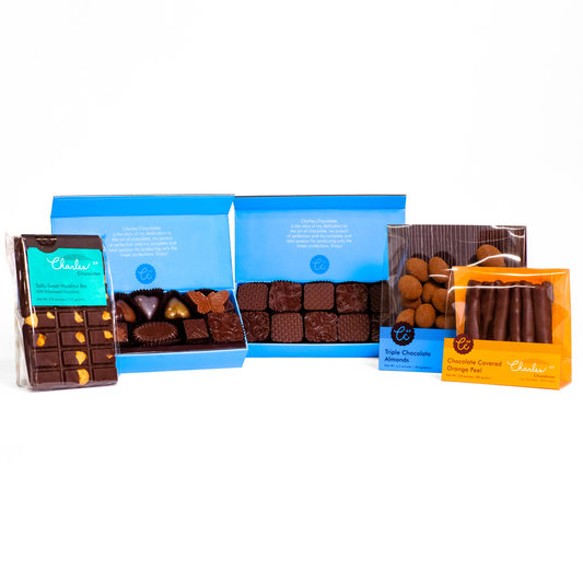 An Artisan Chocolate Set from Charles Chocolates with assorted confections.