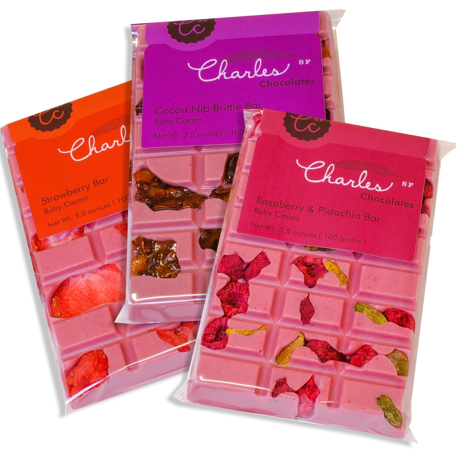 The Ruby Garnet Chocolate Bar Collection from Charles Chocolates.