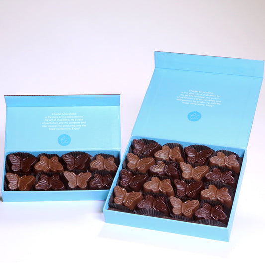 Peanut Butterflies from Charles Chocolates in milk and bittersweet chocolate.