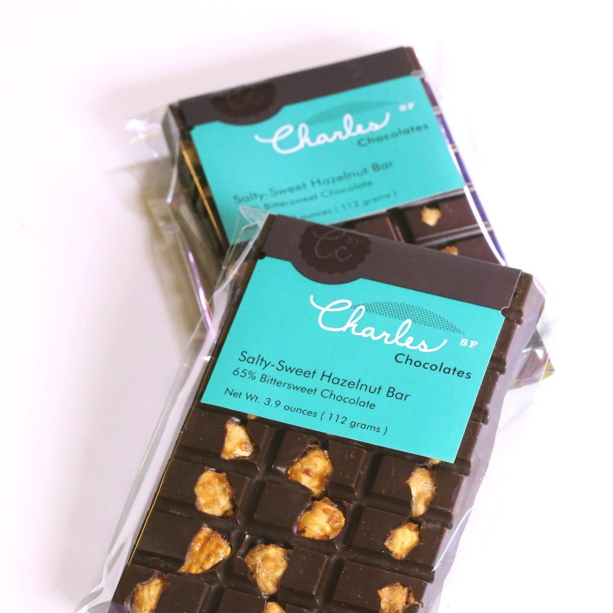 The Salty-Sweet Hazelnut Bar from Charles Chocolates.