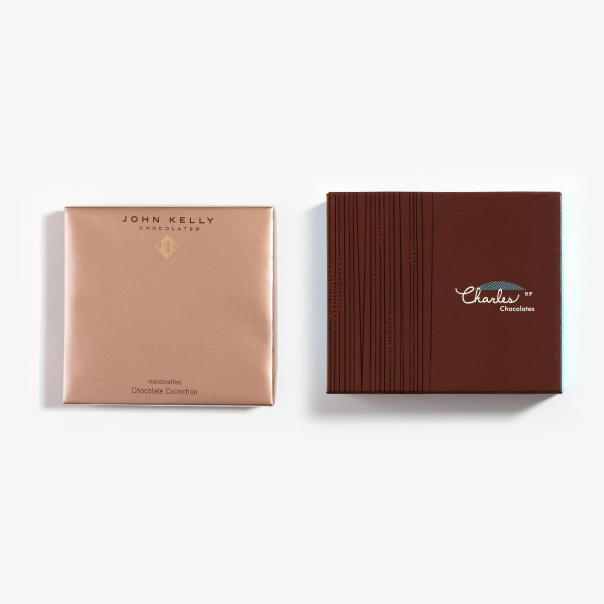 Charles Chocolates Classic Collection and John Kelly Signature Collection gift boxes, closed