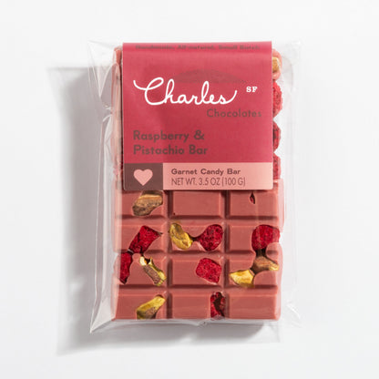 Ruby Garnet Chocolate Raspberry & Pistachio Bar