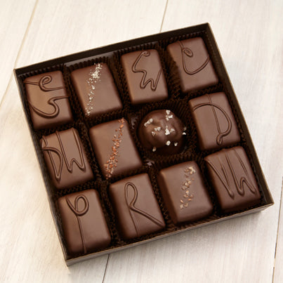 12 Piece Signature Handcrafted Chocolate Collection with Satin Ribbon