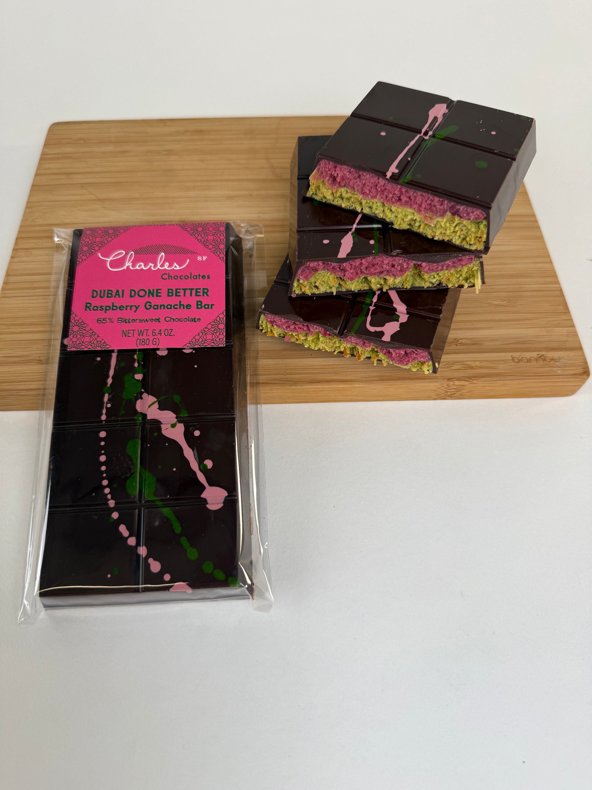 Dubai Done Better - Raspberry Ganache Bar – Charles Chocolates