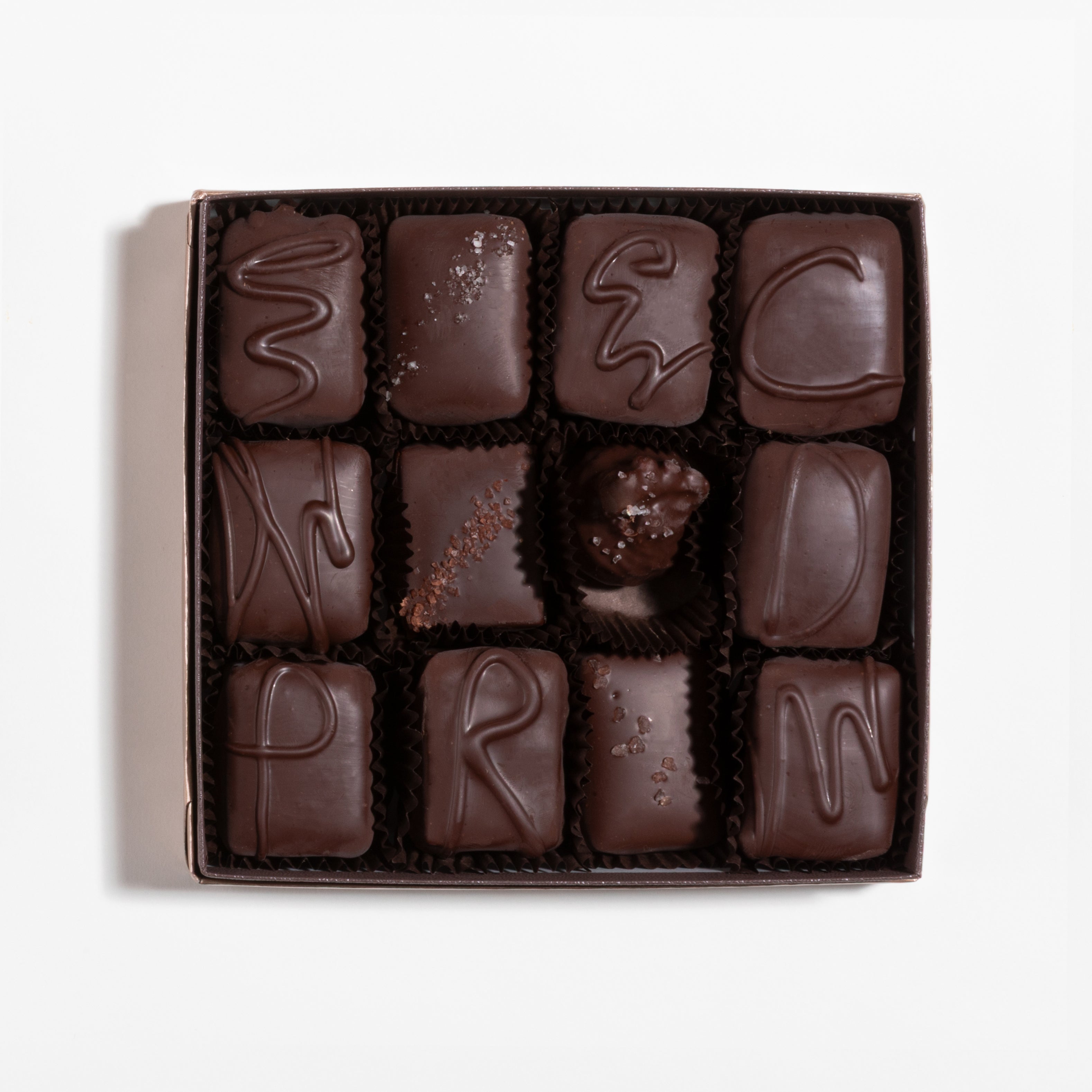 12 Piece Signature Handcrafted Chocolate Collection with Satin Ribbon