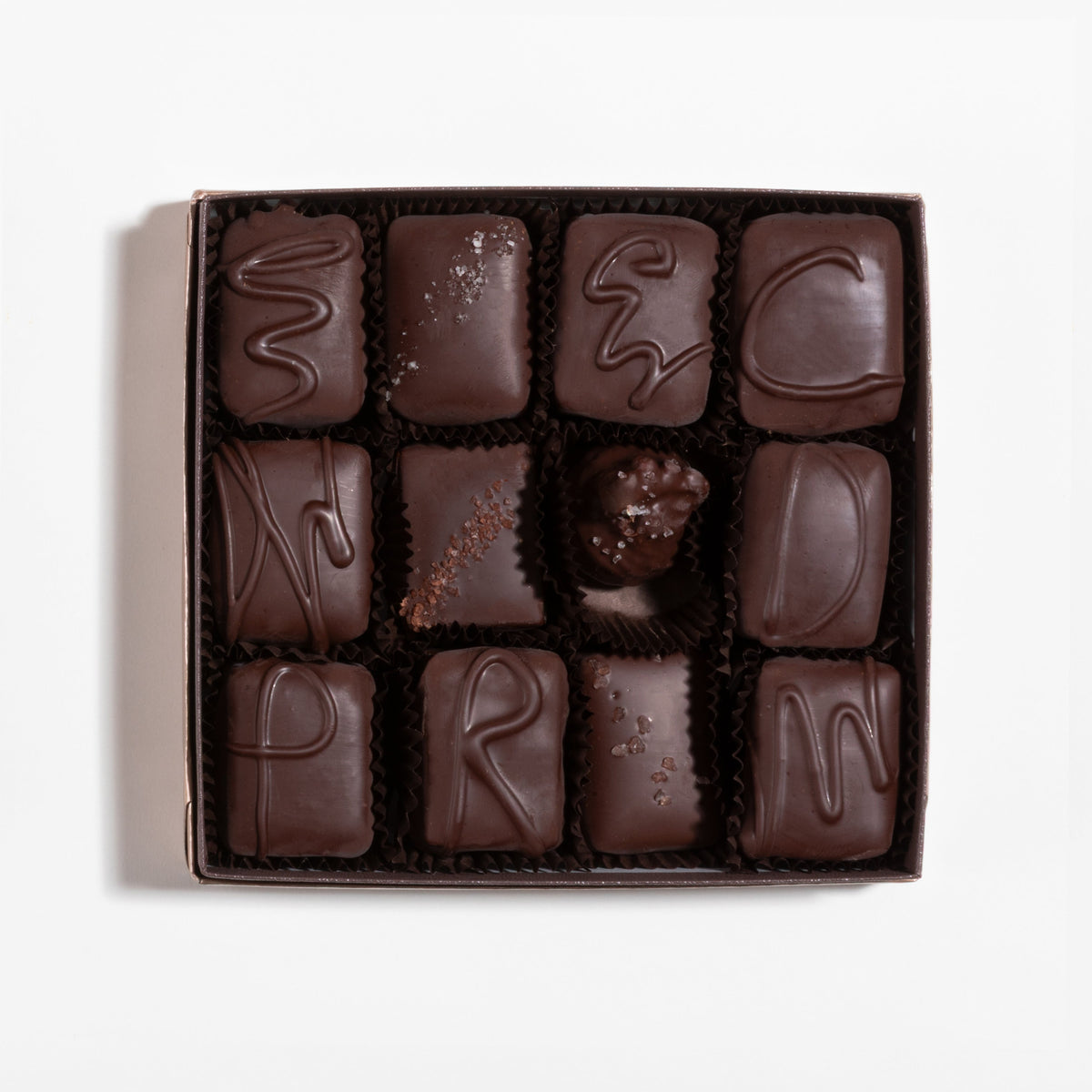 12 Piece Signature Handcrafted Chocolate Collection with Satin Ribbon