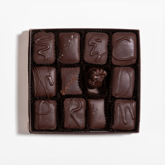12 Piece Signature Handcrafted Chocolate Collection with Satin Ribbon