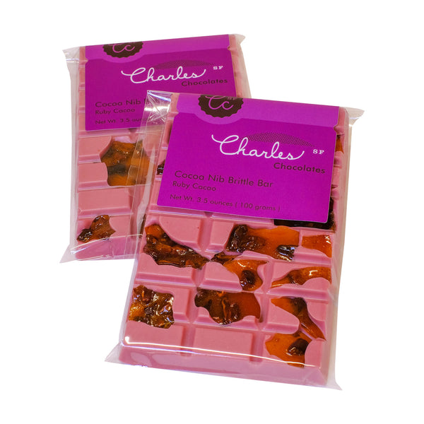 Ruby Chocolate Cocoa Nib Brittle Bar Charles Chocolates
